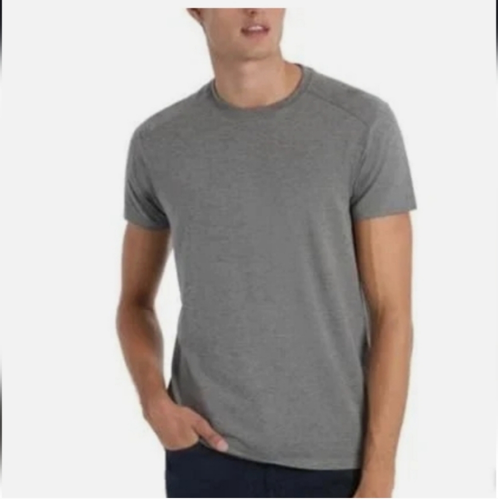 NEW Kenneth Cole Men's L Gray Stretch T-Shirt 4-Way Comfort Crew Neck Cotton